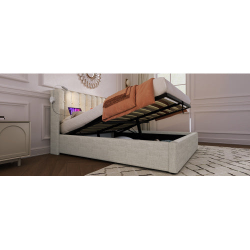 Linen Storage Space Bed Frame With Mattress Size 160cmx200cm
