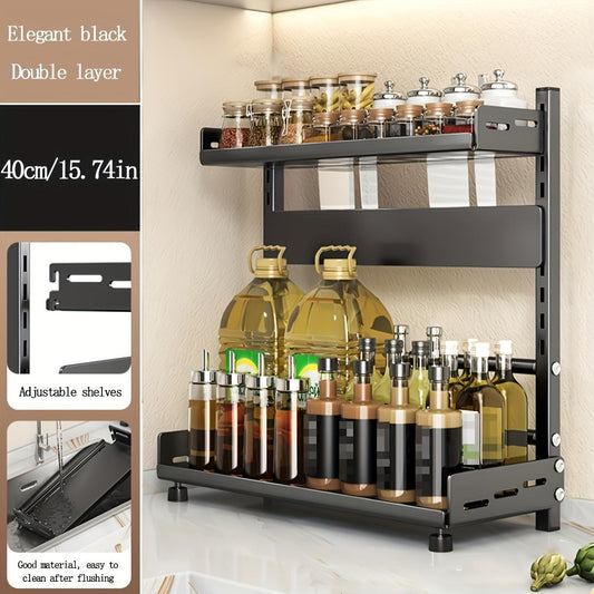 1 Piece Stainless Steel Multi-layer Spice Rack Suitable For Kitchen Countertops Multi-function Layered Rack For Orderly Spice Storage Suitable For Home Kitchens And Restaurants
