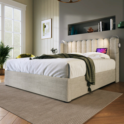 Linen Storage Space Bed Frame With Mattress Size 160cmx200cm