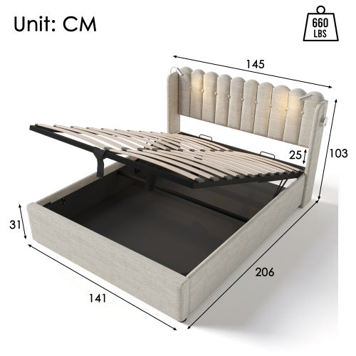Linen Storage Space Bed Frame With Mattress Size 160cmx200cm