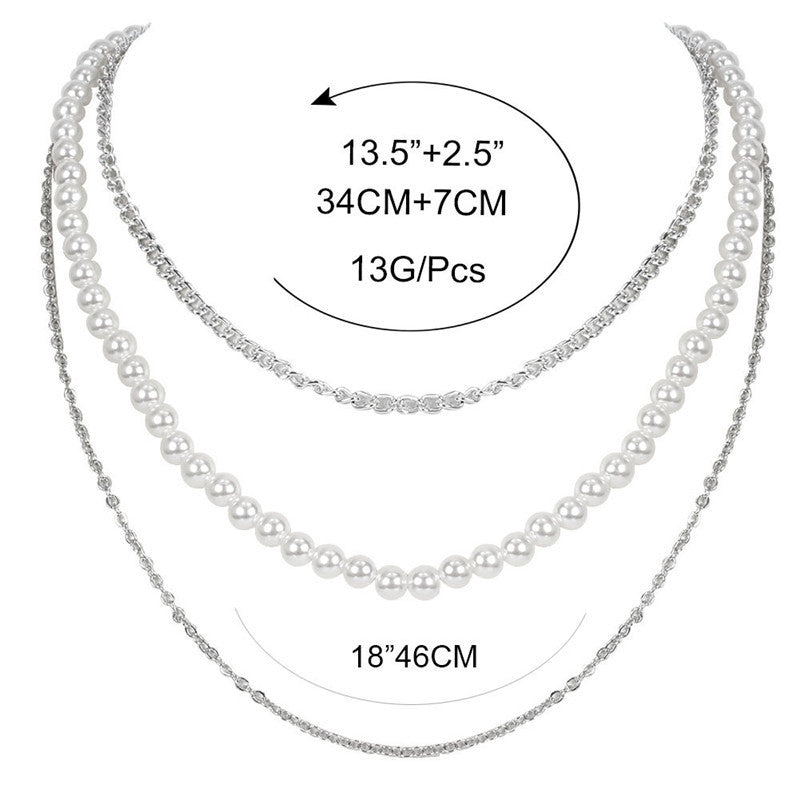 European And American Fashion Style Personalized Pearl Multi-layer Necklace