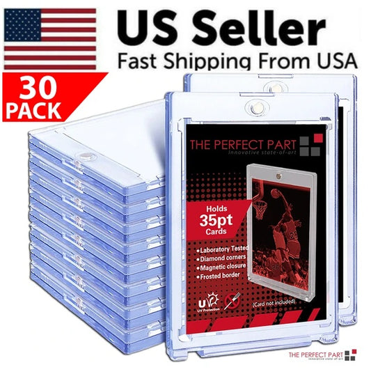 30 Pack Magnetic Trading Sports Card Holders 35pt One-Touch Hard UV Protection